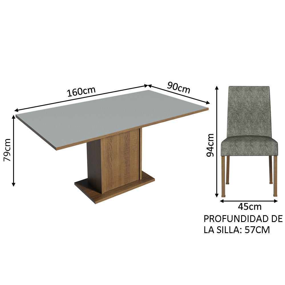 Juego de Comedor con Mesa con Encimera y 4 Sillas Marrón/Gris/Silver Keila