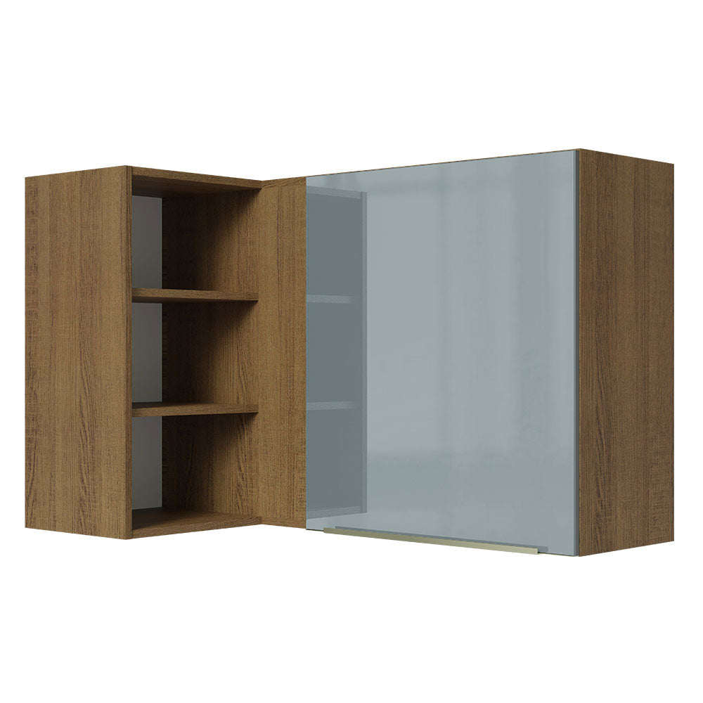 Gabinete Superior Esquinero 166 cm 1 Puerta 3 Nichos Marrón/Gris Lux Madesa