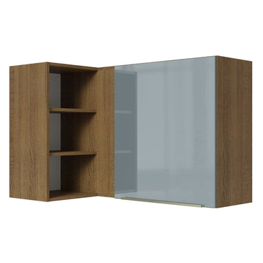Gabinete Superior Esquinero 166 cm 1 Puerta 3 Nichos Marrón/Gris Lux Madesa