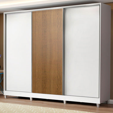 Clóset Matrimonial 231 cm 3 Puertas Corredizas 100% MDF Blanco/Marrón Royale Madesa