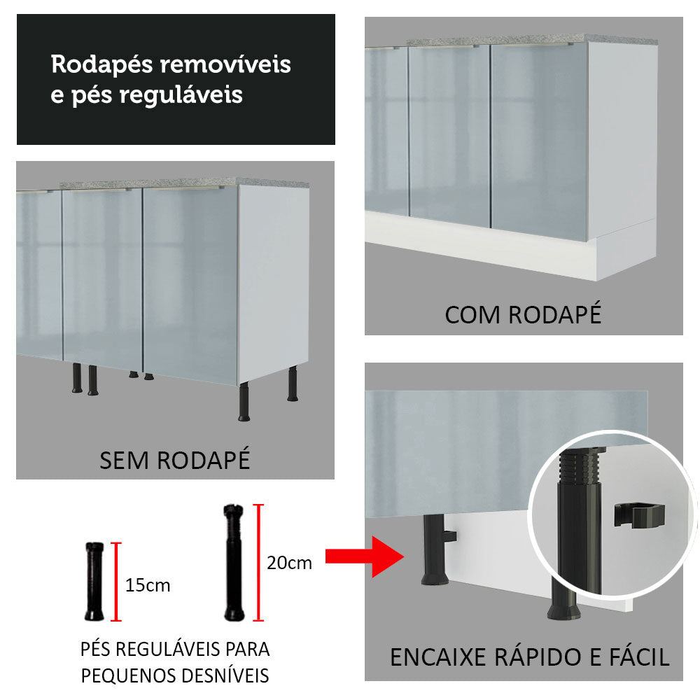 Gabinete Bajo 80 cm 2 Cajones Sin Encimera Blanco/Gris Lux Madesa