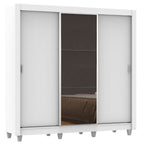 Clóset Matrimonial 170 cm 3 Puertas Corredizas Con 1 Espejo Blanco Monaco Madesa