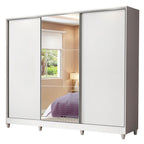 Clóset Matrimonial 231 cm 3 Puertas Corredizas Con 1 Espejo 100% MDF Blanco Royale Madesa