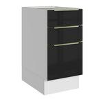 Gabinete Bajo 40 cm 3 Cajones Sin Encimera Blanco/Negro Lux Madesa