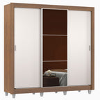 Clóset Matrimonial 170 cm 3 Puertas Corredizas Con 1 Espejo Marrón/Blanco Monaco Madesa