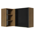 Gabinete Superior Esquinero 166 cm 1 Puerta 3 Nichos Marrón/Negro Lux Madesa