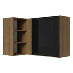 Gabinete Superior Esquinero 166 cm 1 Puerta 3 Nichos Marrón/Negro Lux Madesa