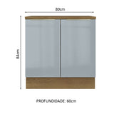 Gabinete Bajo 80 cm 2 Puertas Marrón/Gris Lux