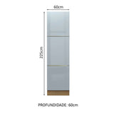 Mueble Despensa 60 cm 3 Puertas Lux Marrón/Gris