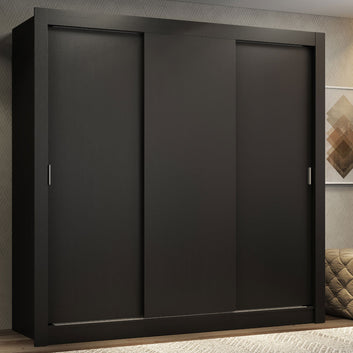 Clóset Matrimonial 170 cm 3 Puertas Corredizas 2 Cajones Negro Lyon Madesa