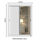 Clóset Soltero Dallas 2 Puertas Correderas con Espejo 2 Cajones Blanco