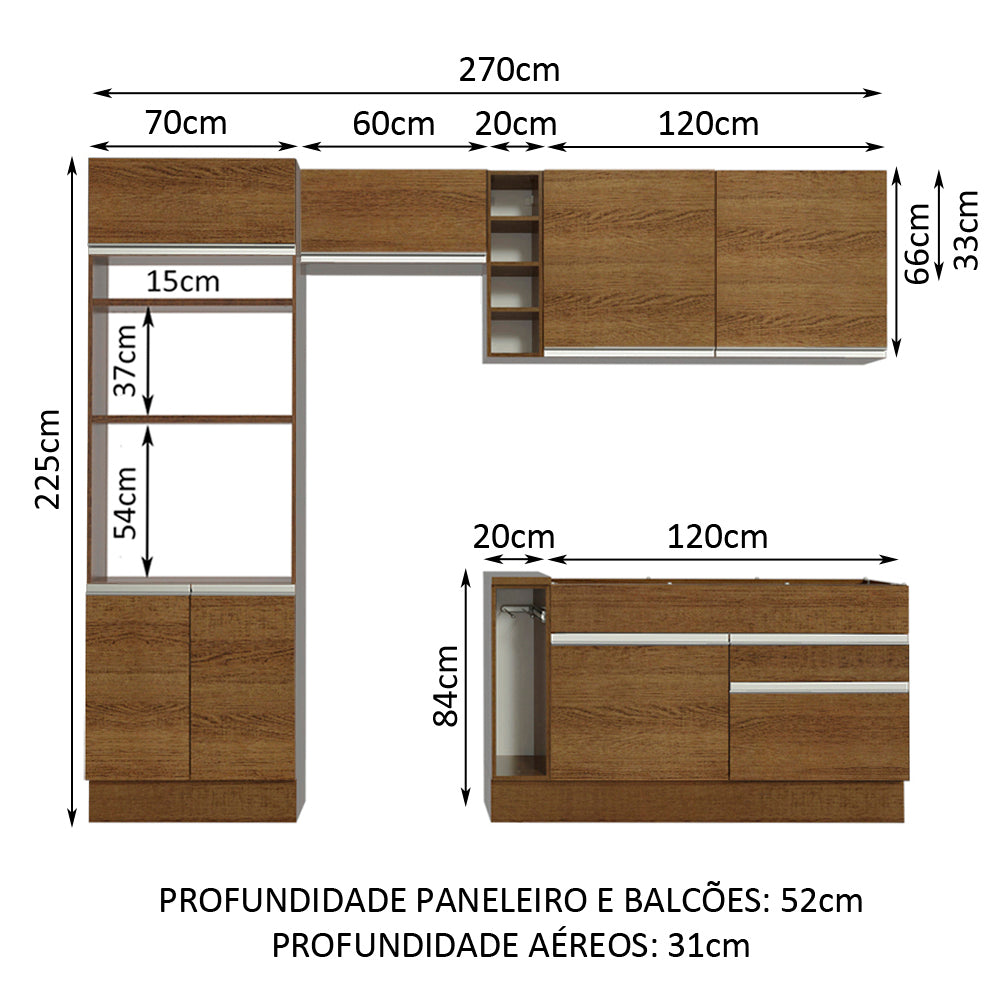 Cocina Integral 270cm Marrón Jade 09