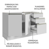 Gabinete para Baño de 120cm 2 Puertas y 3 Cajones Blanco