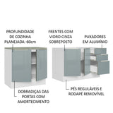 Kit 2 Gabinetes Bajos 4 Puertas 3 Cajones (Sin Encimera y Fregadero) Lux Blanco/Gris