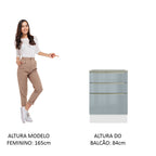 Gabinete Bajo 60 cm 3 Cajones Blanco/Gris Lux Madesa