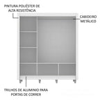 Clóset Matrimonial 170 cm 3 Puertas Corredizas Con 1 Espejo Blanco Monaco Madesa