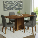 Conjunto de Comedor 4 Sillas Marrón/Silver Keila Madesa