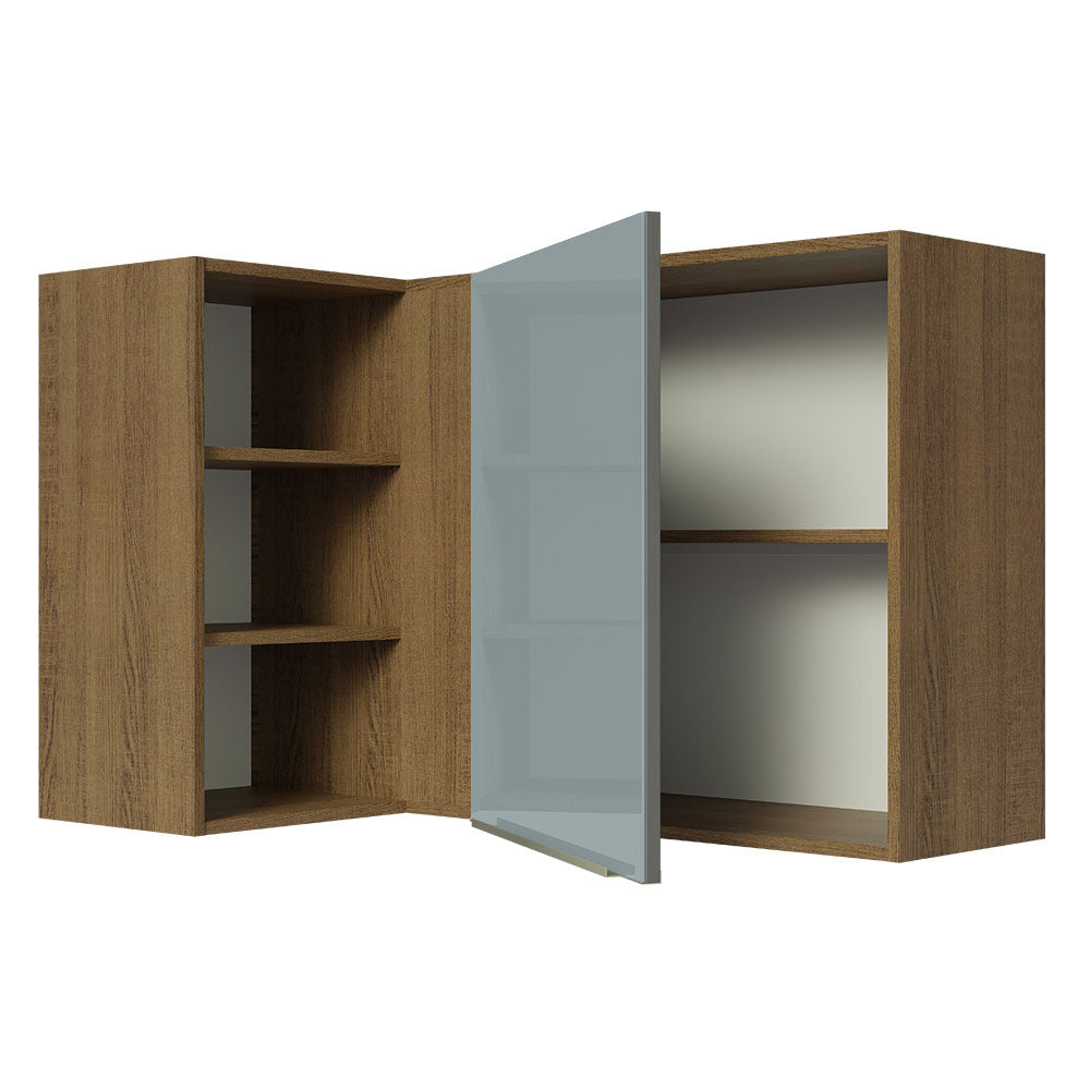 Gabinete Superior Esquinero 166 cm 1 Puerta 3 Nichos Marrón/Gris Lux Madesa
