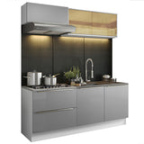 Cocina Integral 200cm Blanco/Gris Lux 01