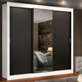 Clóset Matrimonial 170 cm 3 Puertas Corredizas Con 1 Espejo 4 Cajones Blanco/Negro Lyon Madesa