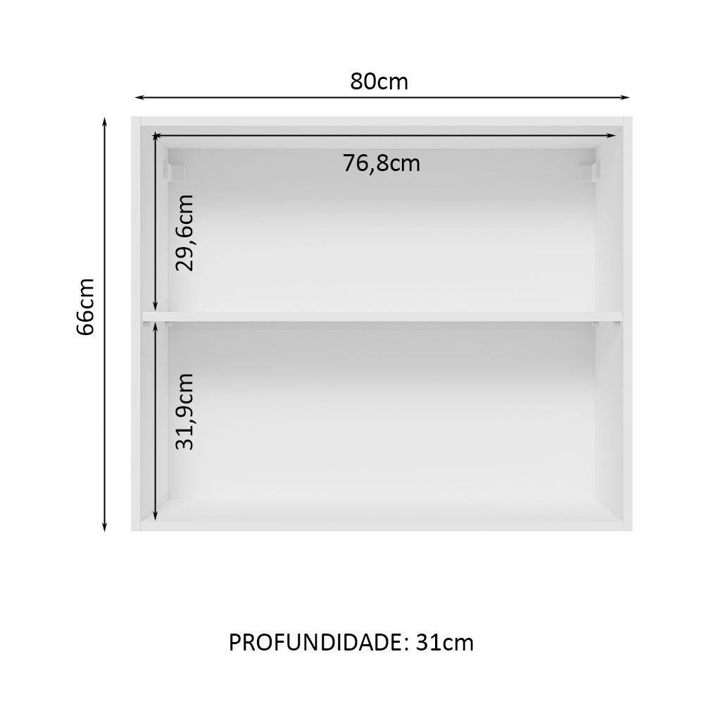Gabinete Superior 80 cm 2 Puertas Blanco/Gris Lux Madesa