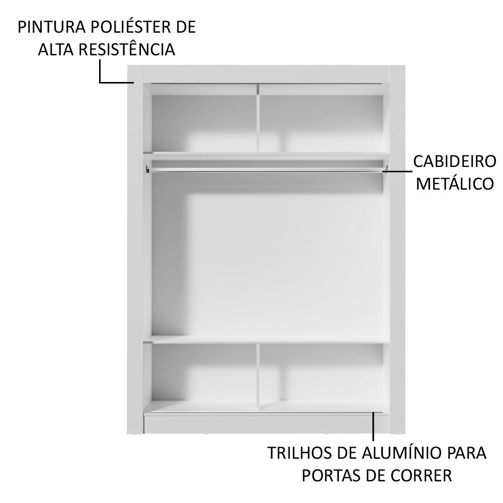 Clóset Soltero 117 cm 2 Puertas Corredizas Blanco/Marrón Denver Madesa