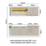 Cocina Integral 220cm Blanco/Crema Agata de Thêmis