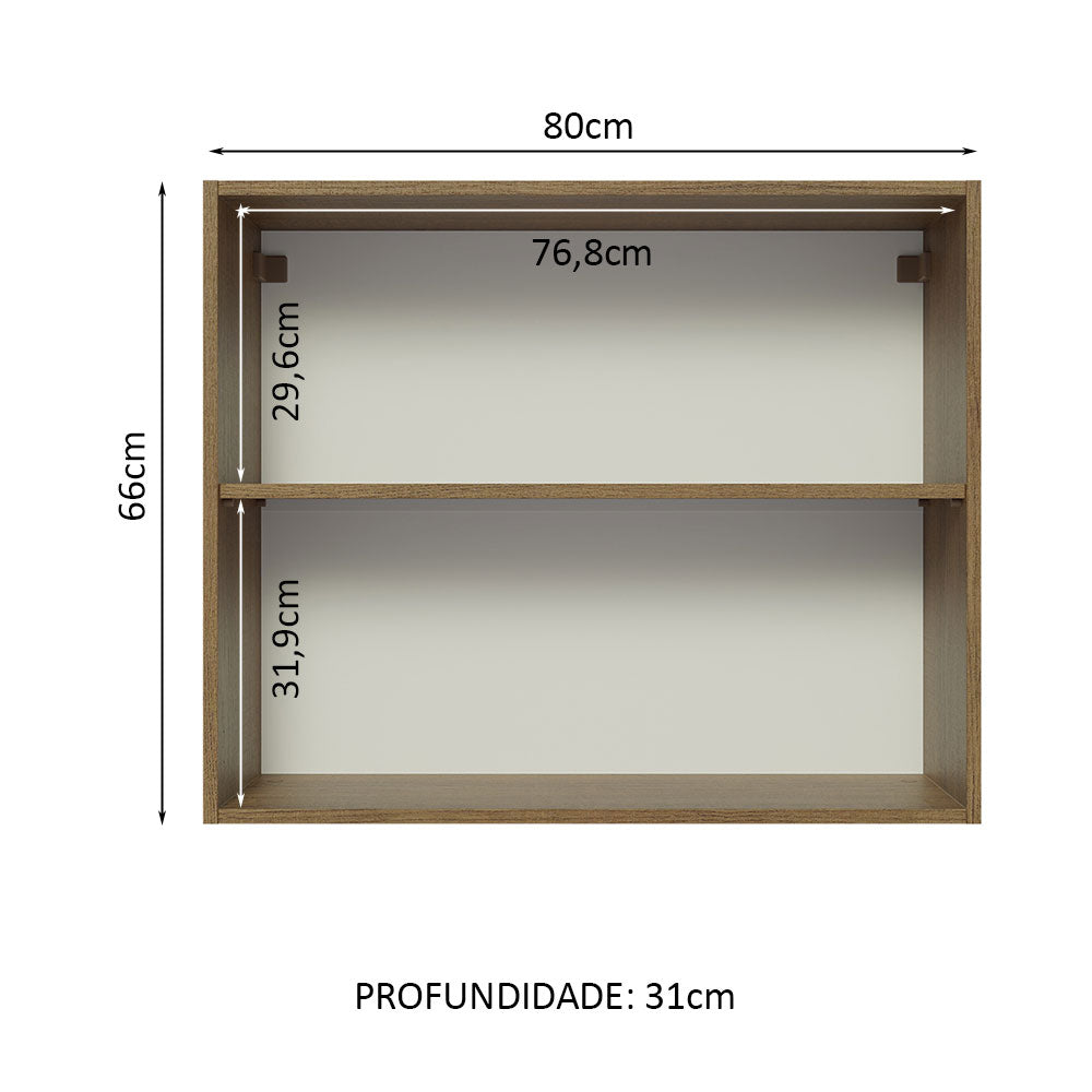 Gabinete Superior 80 cm 2 Puertas Lux Marrón/Gris