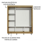 Clóset Matrimonial 170 cm 3 Puertas Corredizas Con 1 Espejo Marrón Monaco Madesa