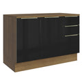 Gabinete Bajo 120 cm 2 Puertas 3 Cajones Marrón/Negro Lux Madesa