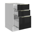 Gabinete Bajo 40 cm 3 Cajones Sin Encimera Blanco/Negro Lux Madesa