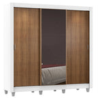 Clóset Matrimonial Lyon Plus 3 Puertas Correderas con Espejo 4 Cajones con Patas Blanco/Marrón