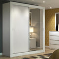 Clóset Soltero Dallas 2 Puertas Correderas con Espejo 2 Cajones Blanco