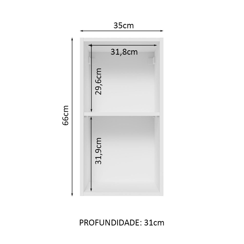 Gabinete Superior 35 cm 1 Puerta Lux Blanco/Gris