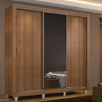 Clóset Matrimonial 170 cm 3 Puertas Corredizas Con 1 Espejo Marrón Monaco Madesa