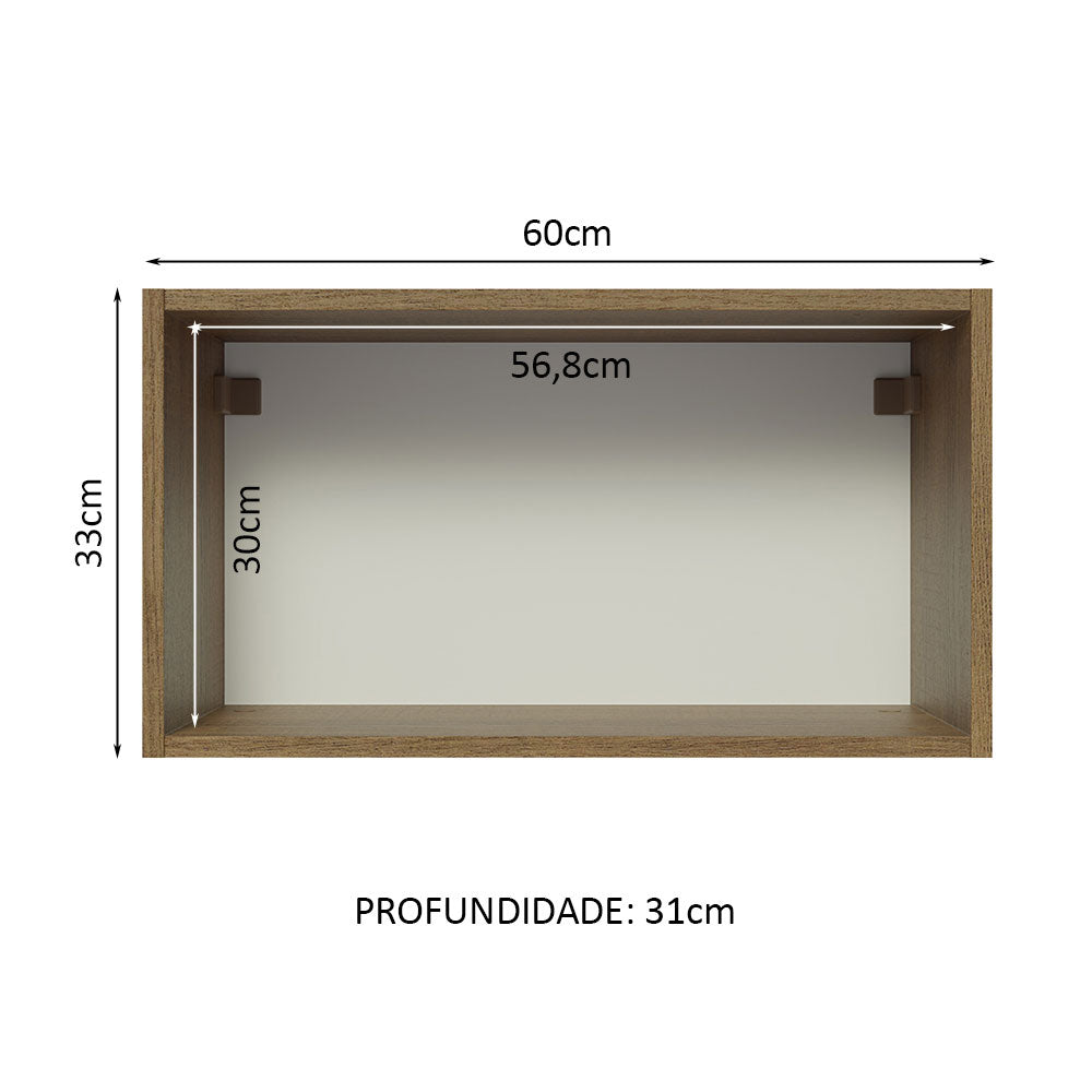 Gabinete Superior 60 cm 1 Puerta Abatible Marrón/Gris Lux Madesa