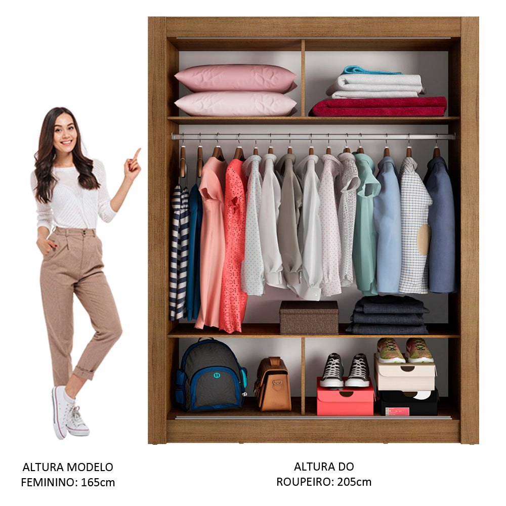 Clóset Soltero 117 cm 2 Puertas Corredizas Marrón/Blanco Denver Madesa