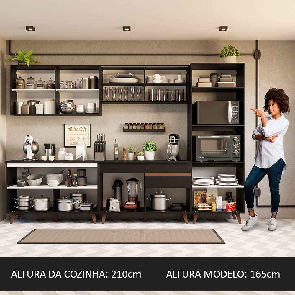 Cocina Integral 310cm Negro Reims Madesa 01