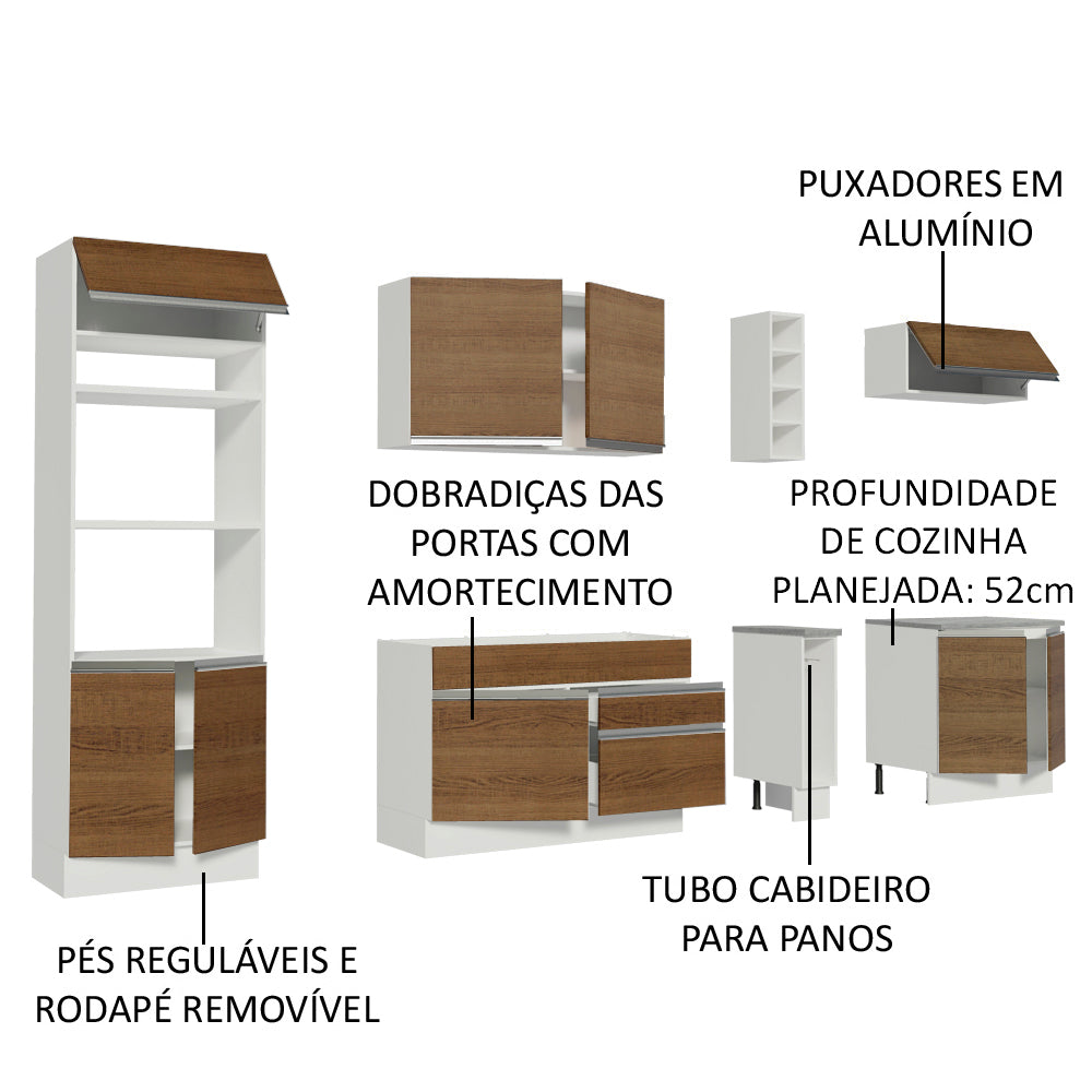 Cocina Integral 290 cm Blanco/Marrón Vicenza