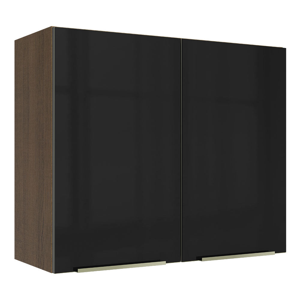 Gabinete Superior 80 cm 2 Puertas Lux Marrón/Negro