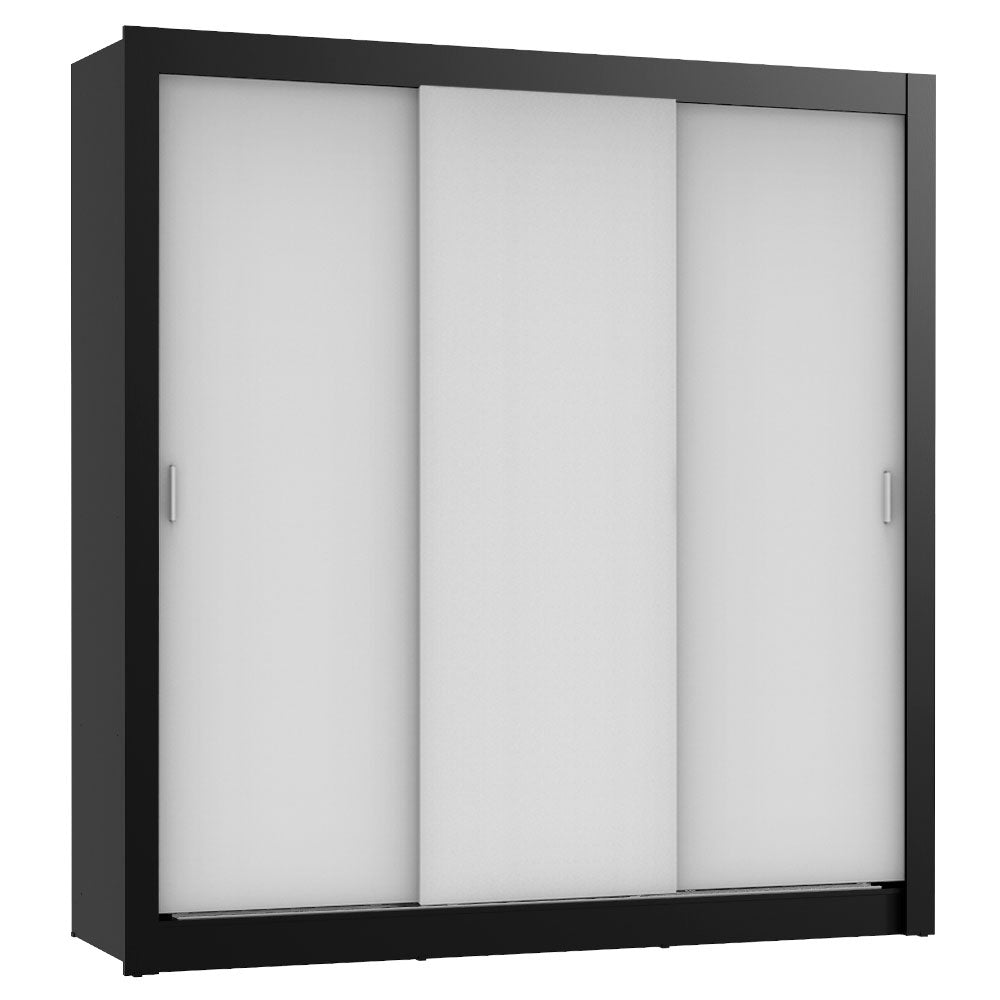 Clóset Matrimonial Madesa Lyon 3 Puertas Correderas 2 Cajones Negro/Blanco