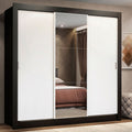 Clóset Matrimonial 170 cm 3 Puertas Corredizas Con 1 Espejo 2 Cajones Negro/Blanco Lyon Madesa