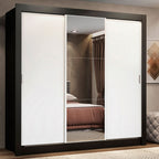 Clóset Matrimonial 170 cm 3 Puertas Corredizas Con 1 Espejo 2 Cajones Negro/Blanco Lyon Madesa