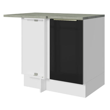 Gabinete Bajo Esquinero 102 cm 1 Puerta Blanco/Negro Lux Madesa