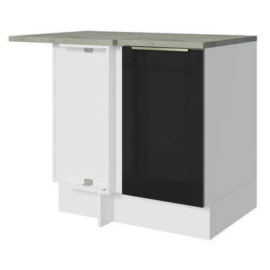 Gabinete Bajo Esquinero 102 cm 1 Puerta Blanco/Negro Lux Madesa