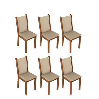 Kit 6 Sillas de Comedor Marrón/Sintético Beige Madesa