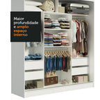 Clóset Matrimonial 180 cm 3 Puertas Corredizas con 2 Espejos 4 Cajones Blanco/Negro Reno Madesa