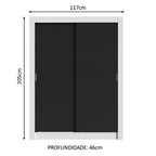 Clóset Soltero 117 cm 2 Puertas Corredizas 2 Cajones Blanco/Negro Dallas Madesa