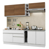 Cocina Integral 220cm Blanco/Blanco/Marrón Parma 03