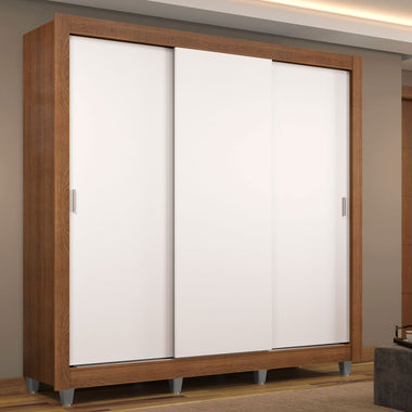 Clóset Matrimonial 170 cm 3 Puertas Corredizas Marrón/Blanco Monaco Madesa